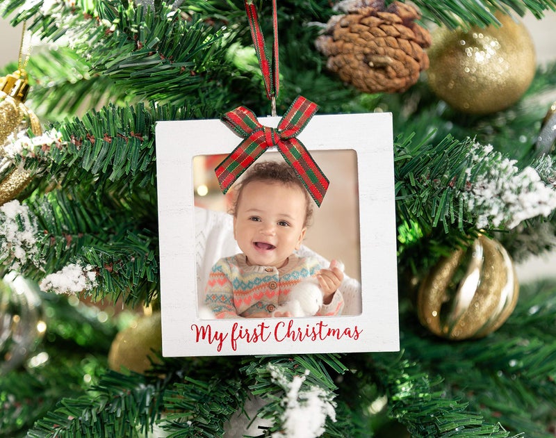 Kate & Milo My First Christmas Photo Ornament, Babys First Christmas Tree Ornament, Newborn Photo Holiday Keepsake, New and Expecting Parents Gift, Rustic - Image 2